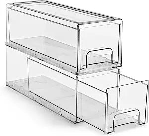 Sorbus Clear Storage Drawers for Refrigerator & Pantry (Small Wide, 2 Pack)