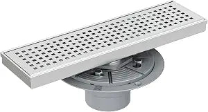Neodrain 12-Inch Brushed Linear Shower Drain with Quadrato Pattern Grate