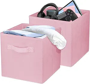 2Pcs Storage Cubes,10.5 Inch Collapsible Storage Bins,Fabric Foldable Bins