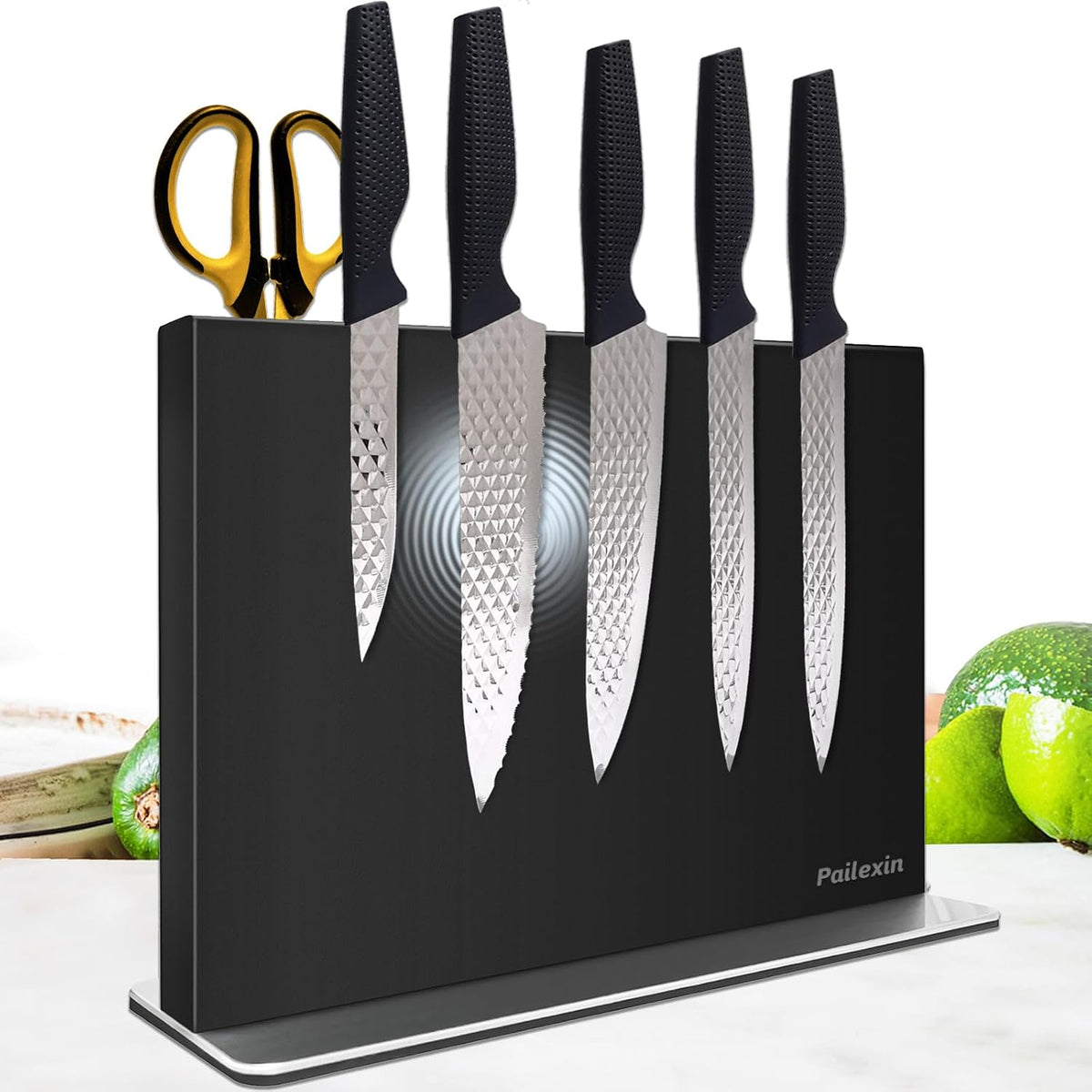 Magnetic Knife Block Without KnivesBlack, Stainless Steel, 12"