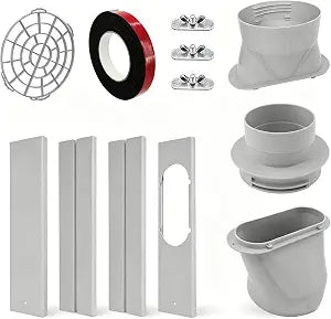 Window Vent Kit for 4", 5", 6" Ducting Hose And AC Hose, Universal AC Window Seal Kit with Couplers, Fits 17-60 Inch Adjustable Sliding Windows for Portable AC, Dryer, Ducted Fan, HVAC Grow,Tent