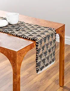 Unique Loom Chindi Jute Collection Area Rug (1' 2" x 8' Table Runner, Black/ Natural)