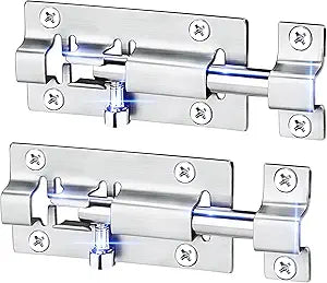 FATLODA 2 Pack Barrel Bolt Latch, 3 Inch Stainless Steel Slide Latch Lock