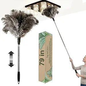 Extendable Ostrich Feather Duster, 26-79 in, for Ceilings and Fans