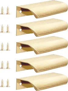 Malimali 5 Pack 3.15" Gold Edge Finger Pulls for Cabinets, Drawer Handles