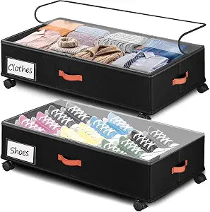 Tsinglax 66L 2-Pack ,Under Bed Storage with Wheels , 30" L x 16" W x 7.5" H