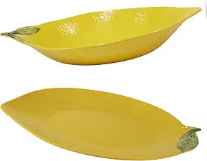 Zest 3-D Lemon Melamine 2-Piece Hostess Serving Set  Unbreakable Decorative Platters for Summer Entertaining, BBQ, Appetizers, Fruit Displays, Buffet, Indoor & Outdoor Dining