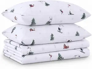 Tribeca Living Ultra Soft Turkish Cotton Flannel Full Sheet Set with Extra Deep Pocket, 100% Cotton Flannel Sheets 4 Piece Set, Aspen 170-GSM