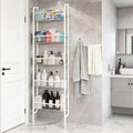 Saiveina Behind The Door Storage 5 Tiers Behind Door Shelf, Space-Saving Bathroom Door Shelf, Metal Shelf for Kitchen Bathroom Living Room, Off-White
