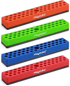 Mayouko 4PCS 1/4" Magnetic Hex Bit Holder Rack Organizer, 172 Holes, 1/4-Inch Drill Bit Holder, 4 Racks, Magnetic Bit Holder with Magnet Base for Screwdriver Bits