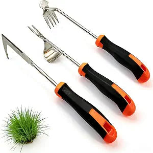 3 in 1 Garden Weeding Tool Set  Manganese Steel Weed Puller, Crack & Crevice Weeder, Ergonomic Scratch Tool for Vegetable Gardening, Lawn Yard Flower Bed Weeding  Heavy Duty Rustproof Hand Tools