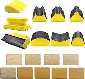 VIBRATITE 9 PCS Contour Sanding Blocks Set, 4 Inch Hand Sander