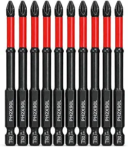 10-Pack PH2 Long Phillips Bits, Magnetic Anti Slip Long Screwdriver Bits
