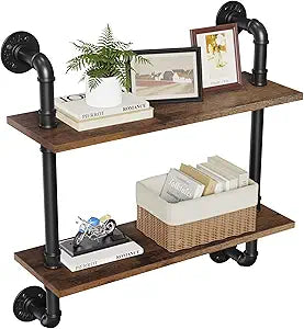 Merapi 2 Tier Rustic Floating Shelves Industrial Pipe Floating Shelf
