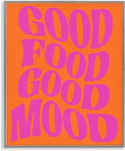 Good Food Mood Typography, 16 x 20 Inch Framed Gicle Print