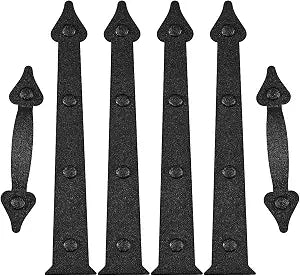Magnetic Garage Door Decorative Hardware Faux Hinges Handles Hardware Kit, 6 Pieces Garage Door Accents, Color: Black (2pcs Handles+4pcs Hinges)