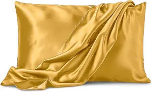 Satin Pillowcase 2 Pack - Queen Size (20"x30", Gold) - Silky Pillow Cases for Hair and Skin - Satin Pillow Covers with Envelope Closure - Extra Soft Premium Microfiber