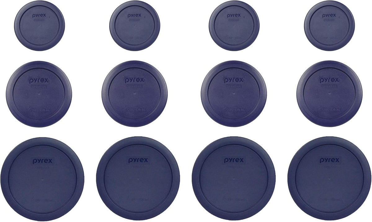 Pyrex 12-Piece Americana Blues Themed Replacement Lids - Made in USA