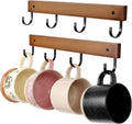 SCUNDA Mug Hook for Wall, 180 Swivel Hooks for Cups, Wooden Wall Mounted Rotatable Hooks for Hanging Mugs, Hats, Keys, Kitchen Utensils, Robe, Towel, Strong Metal Hook with Wood Base (2, Brown)