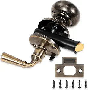 Hicarer 1 Pcs Solid Brass Storm Door Latch Storm Screen Door Latch Screen Doors Handle Storms Handle Replacement Lock Screens Hardware (Brushed Antique Brass)