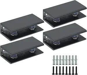 Alise Glass Shelf Brackets Black,Holders for 6-10mm Thick Shelves,4P