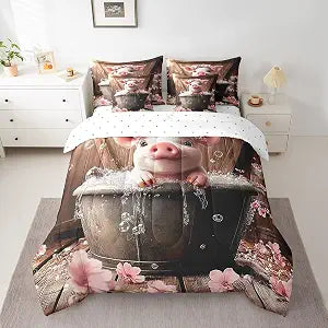 Feelyou Boys Girls Pig Bed in A Bag Twin Size for Kids Boys Girls