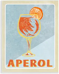 Vintage Aperol Spritz Cocktail, 11 x 14 Inch Mounted Print on Wall Plaque