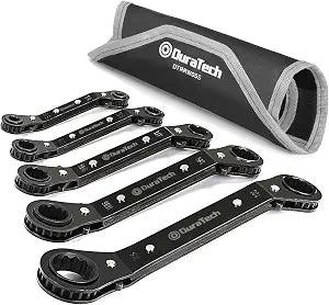 DURATECH 5-Piece Double Box Reversible Ratcheting Wrench Set, SAE