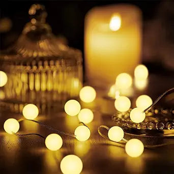 Hiboom 1 Pack Globe Ball String Lights, 10 Ft 30 LEDs 8 Lighting Modes