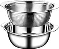 Colander for Kitchen, 2 QT Stainless Steel Strainer, Rice Strainer Bowl