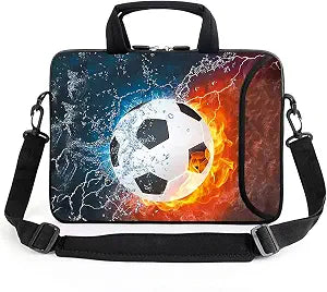 AMARY 15.4" 15.6" laptop sleeve adjustable shoulder strap with handle accessory pocket for men women (Soccer)