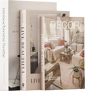 Aesthetic Decorative Books,Set of 3 Stylish Fake Books Storage Box