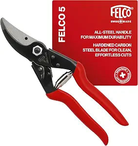 Felco F5 Pruning Shears  8.9" All Steel Large Swiss-Made Garden Clippers| Hand Pruners for Garden & Landscape | Garden Tool Cutter with Precision Bypass Blade, Forged Aluminum Body, Replaceable Parts