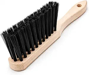 10.4" Hand Broom with Medium-Soft Bristles, Bench Brush for Sweeping Dust, Shop Brush with Wooden Handle for Indoor and Outdoor Furniture, Car Interiors, Versatile Cleaning
