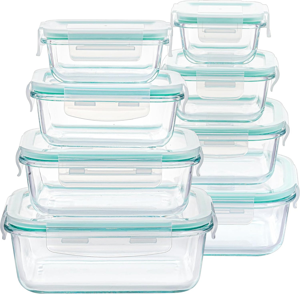 Vtopmart 8 Pack Glass Food Storage Containers with Lids Green
