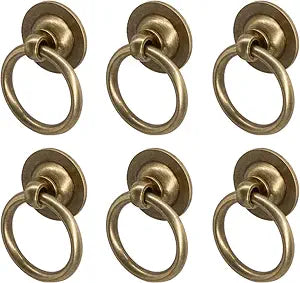 Gutapo 6 Pack Solid Antique Brass Cabinet Ring Pulls