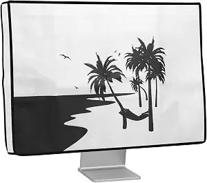 kwmobile Computer Monitor Cover Compatible with 31-32" monitor - Relax in hammock Black/White