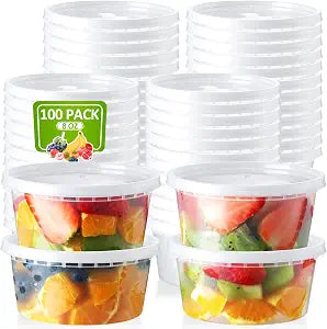 NEEBAKE 100 Set 8 oz Deli Containers with Lids Airtight To Go Containers