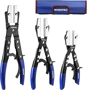 WORKPRO 3-Piece Ratcheting Hose Pinch Off Pliers Set with Storage Bag