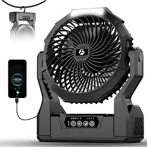 XZK 24000mAh Rechargeable Camping Fan, Battery Powered Portable Travel Fan