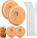 Bamboo Lids For Glass Cups,Cymuber Reusable Wooden Lids for Glass Cups,Airtight 2.76inch/70mm Canning Lids For Regular Mouth 20 OZ 24 OZ Drinking jars,16 OZ Beer Glasses,Soda Can