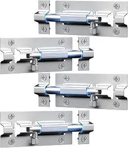 4 Pack Sliding Door Lock, 3 Inch Barrel Bolt Latch, with 12 Screws Sliding Door Lock, Thickened Stainless Steel Door Lock Latch