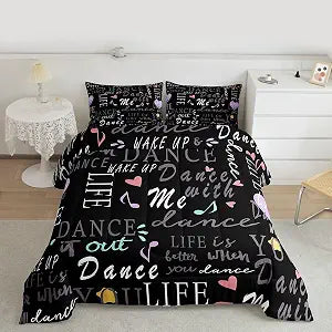 Feelyou Hippie Graffiti Bedding Set for Kids Girls Dance Life Comforter Set Graffiti Comforter Hip Hop Street Culture Quilted Duvet Set Girls Decoration 3Pcs Bedding Twin Soft Warmth Boys