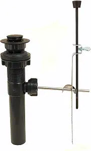 Plastic Pop-Up Lavatory Drain Assembly with Lift Rod and Overflow, Metal Trim in Oil Rubbed Bronze Finish - By PlumbUSA 32000BOB