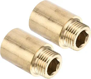 PATIKIL Shower Head Extension Arm, 2 Pack Brass G1/2 Male to Female Thread 41mm Length Pipe Fitting Shower Head Extender
