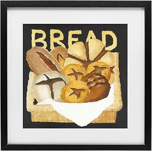 Bread Assorted Box Kitchen, 13 x 13 Inch Framed Print Under Glass