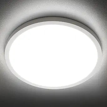 SunRider LED Flush Mount Ceiling Light Fixture, 5000K Daylight White, 2400LM, 12 Inch 24W White Round Flat Bedroom Lights, 240W Equiv. Non-Dimmable