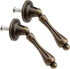 dophee 2Pcs Antique Cabinet Knobs Drop Pulls with Screws, 2.44"x 0.94"