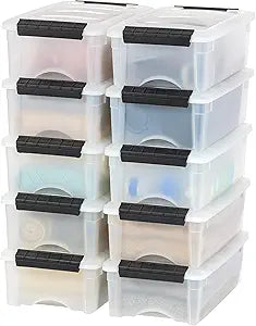 IRIS USA 10-Pack 6 Quart Storage Bins with Lids, Pearl