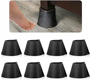 ReliThick 8 Pcs Bed Frame Toe Protectors, EVA Bed Frame Leg Covers, Black